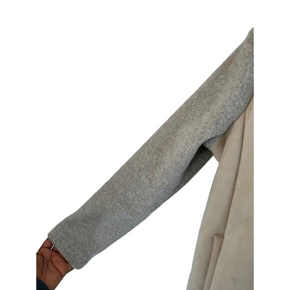 BB Dakota Tan Gray Glenna Faux Suede Moto Jacket‎ Size L - Picture 4 of 10